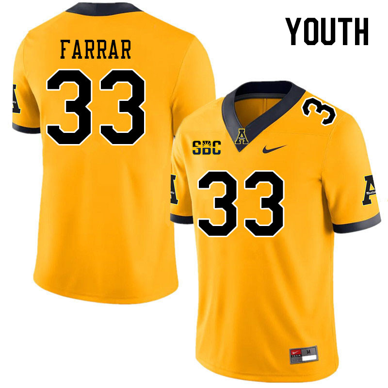 Youth #33 Derrell Farrar Appalachian State Mountaineers College Football Jerseys Stitched Sale-Gold